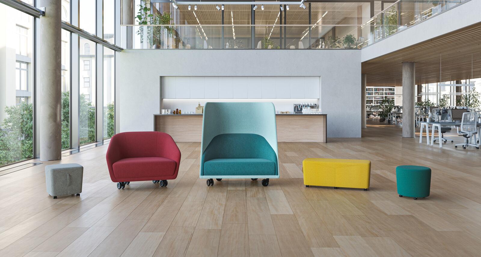 Die Kollektion Agility bietet Produkte, die es ermöglichen, das Umfeld schnell und einfach für Arbeit, Entspannung oder geselliges Beisammensein umzugestalten, sogar im Rahmen eines einzigen Tages.
